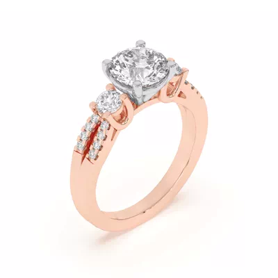 Beth Three-Stone Split Pavé Two-Tone Engagement Ring