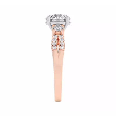 Beth Three-Stone Split Pavé Two-Tone Engagement Ring