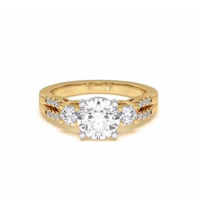 Beth Three-Stone Split Pavé Two-Tone Engagement Ring
