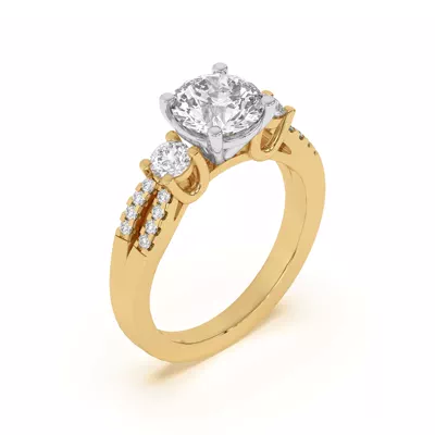 Beth Three-Stone Split Pavé Two-Tone Engagement Ring