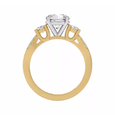 Beth Three-Stone Split Pavé Two-Tone Engagement Ring