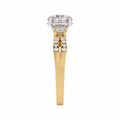 Beth Three-Stone Split Pavé Two-Tone Engagement Ring