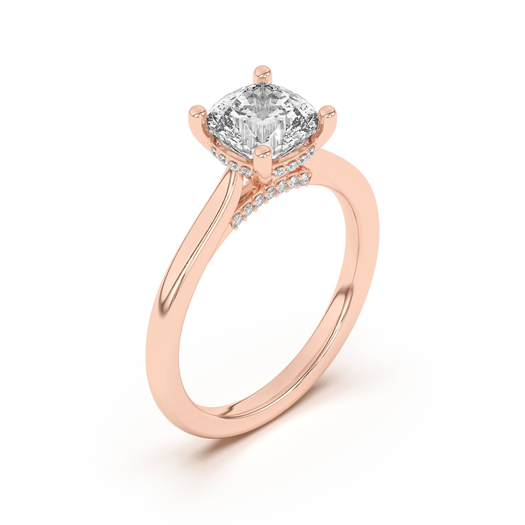 Sonja Diamond Bridge Hidden Halo Engagement Ring
