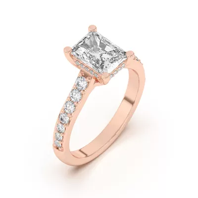 Rita Graduated Pavé Engagement Ring With Hidden Halo