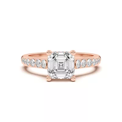 Rita Graduated Pavé Engagement Ring With Hidden Halo