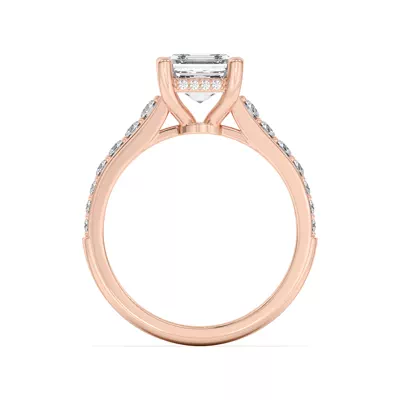 Rita Graduated Pavé Engagement Ring With Hidden Halo