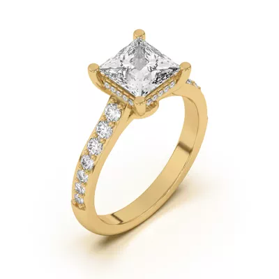 Rita Graduated Pavé Engagement Ring With Hidden Halo