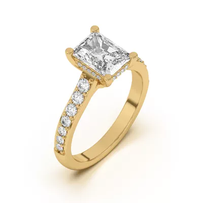 Rita Graduated Pavé Engagement Ring With Hidden Halo