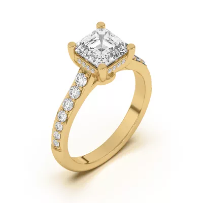 Rita Graduated Pavé Engagement Ring With Hidden Halo