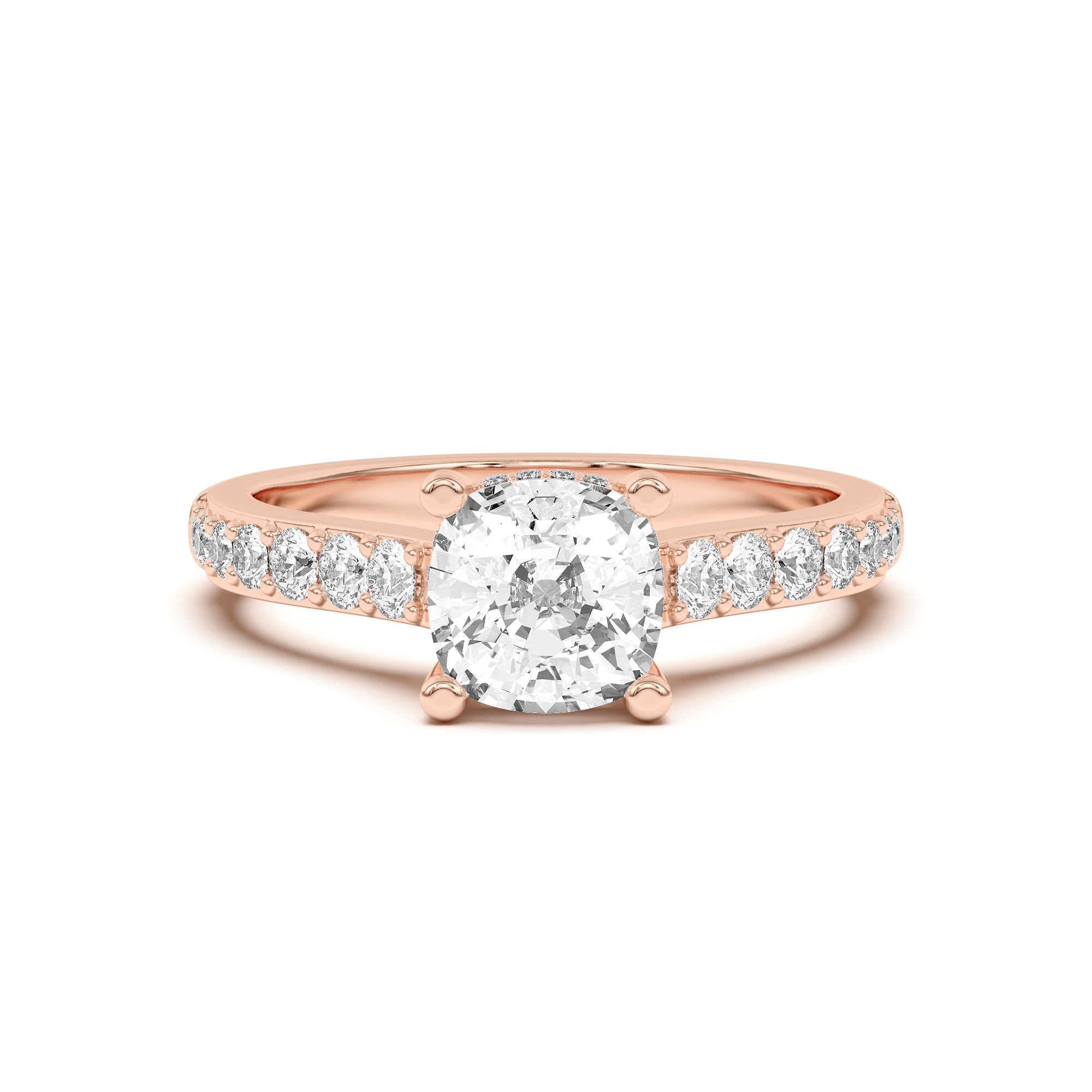Rita Graduated Pavé Engagement Ring With Hidden Halo