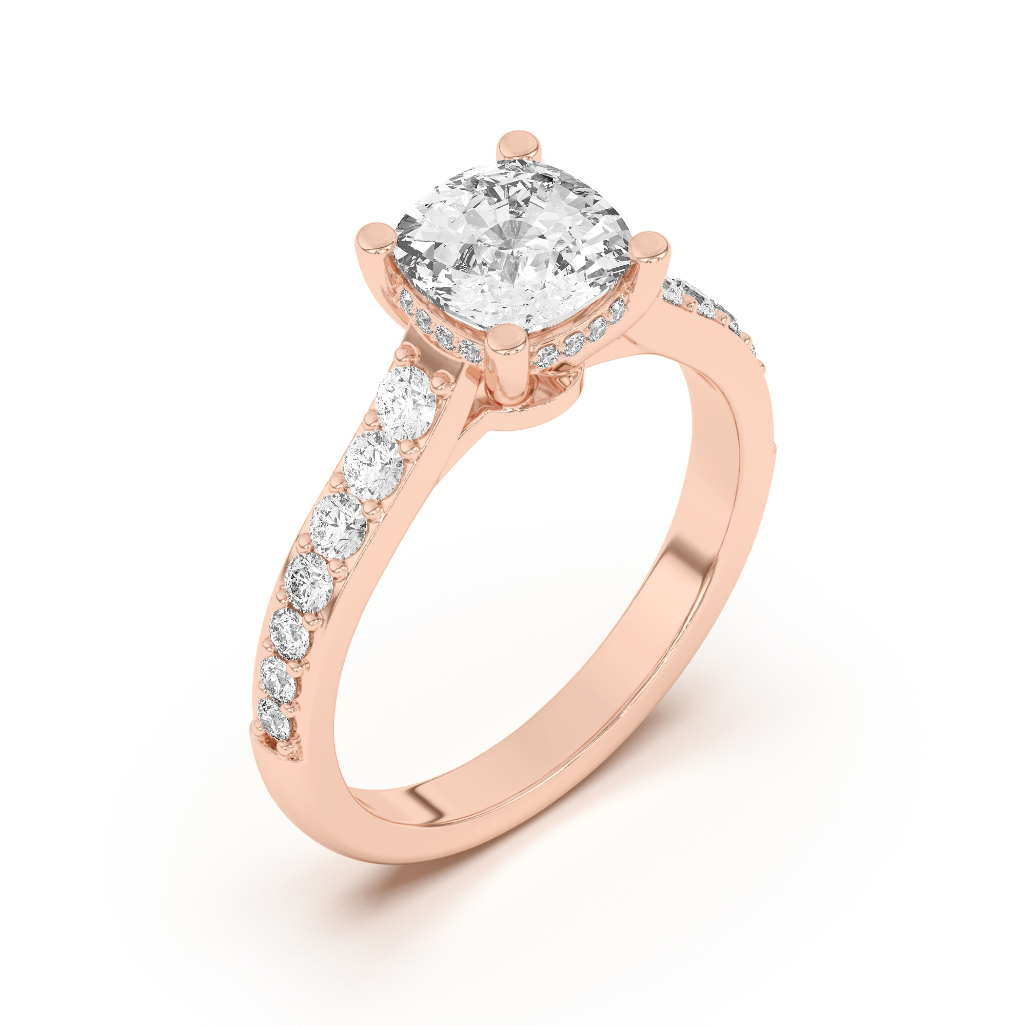 Rita Graduated Pavé Engagement Ring With Hidden Halo