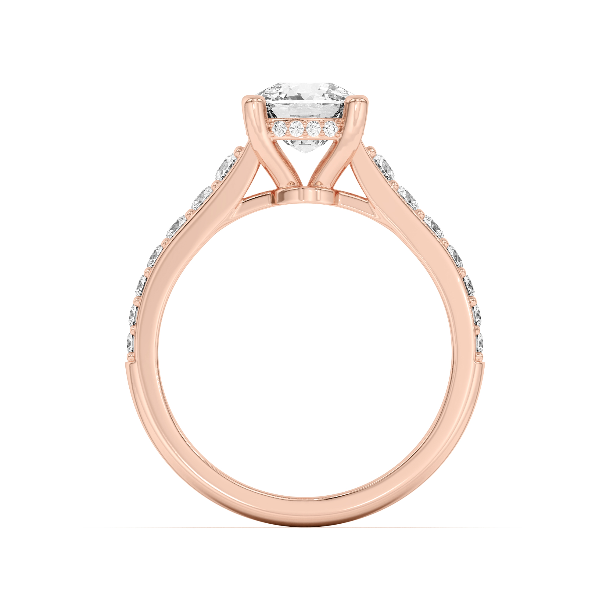 Rita Graduated Pavé Engagement Ring With Hidden Halo
