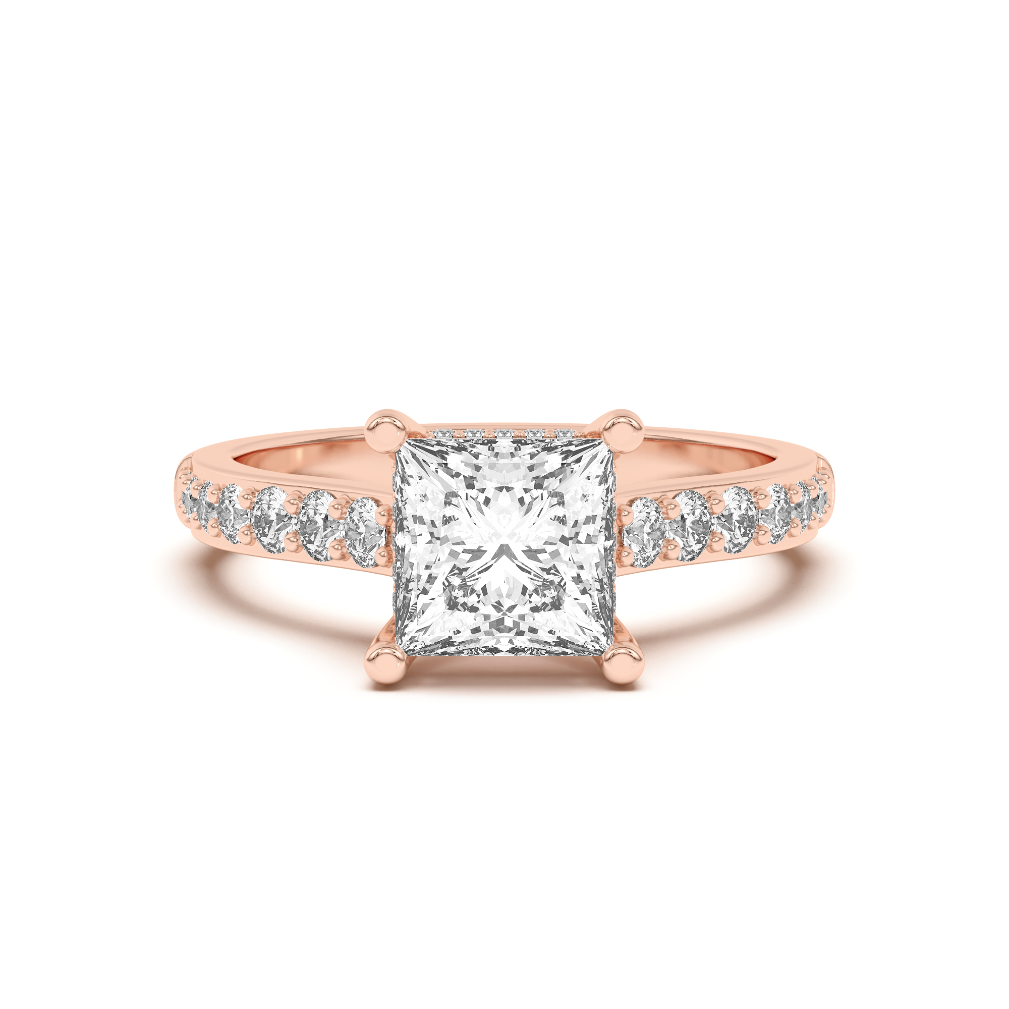 Rita Graduated Pavé Engagement Ring With Hidden Halo