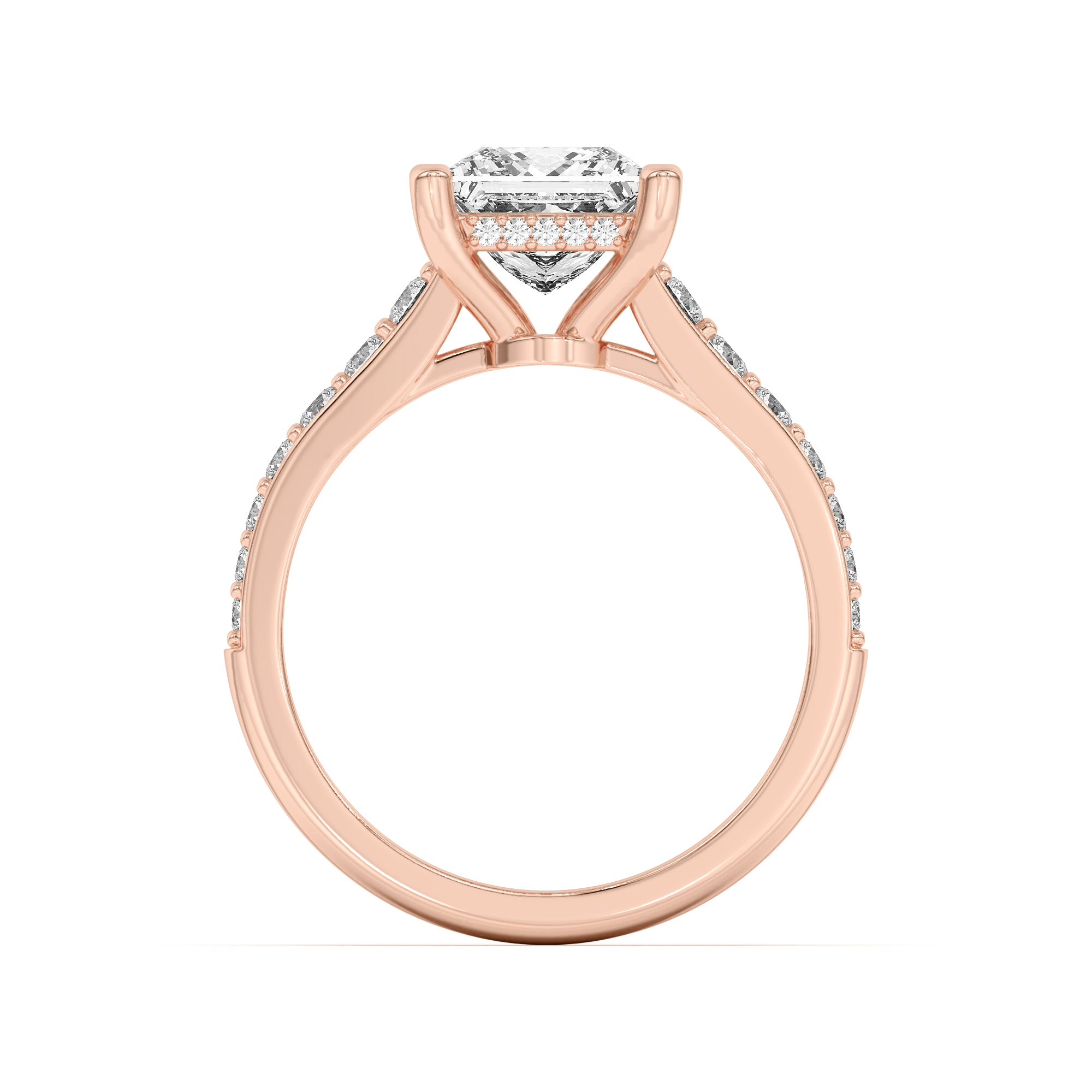 Rita Graduated Pavé Engagement Ring With Hidden Halo