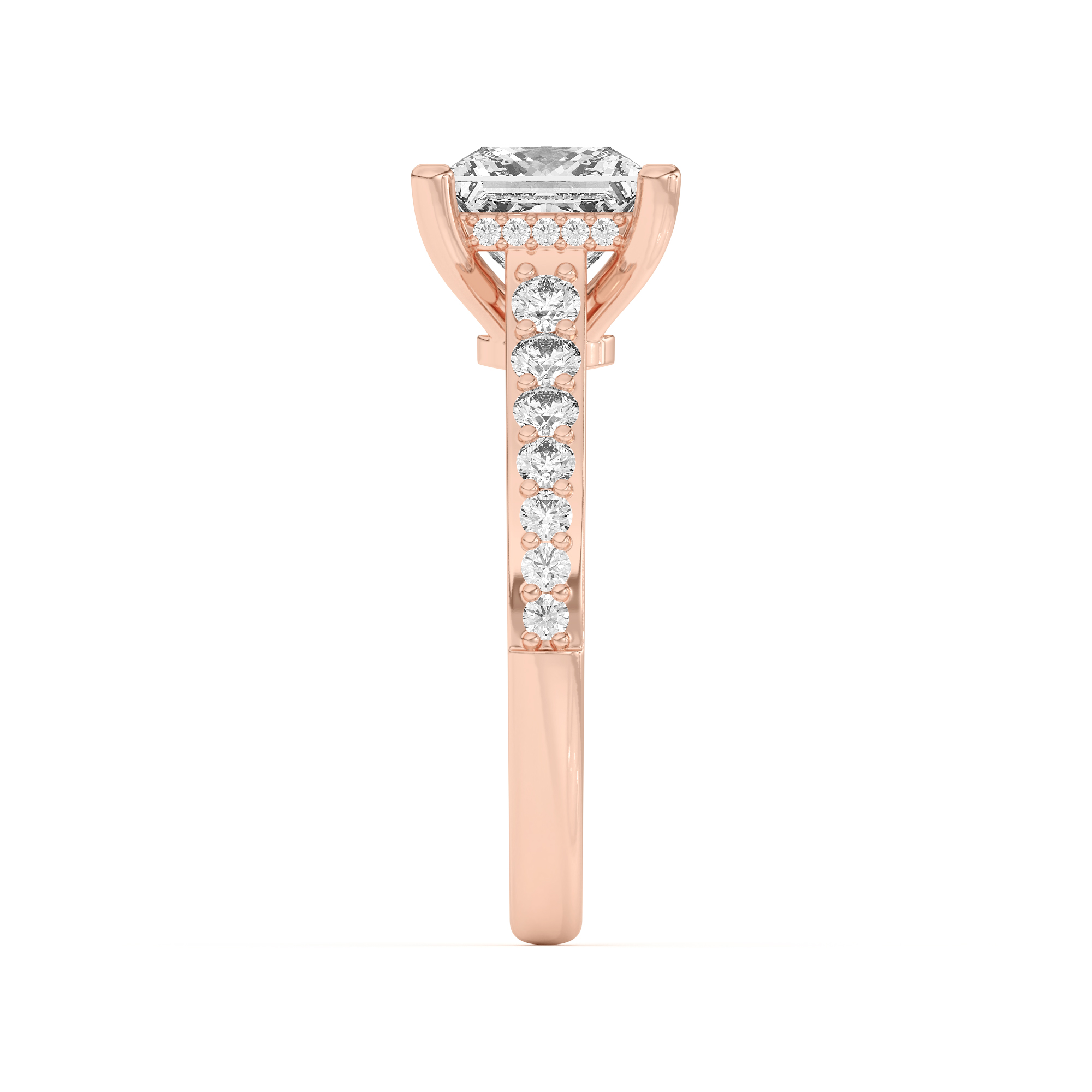 Rita Graduated Pavé Engagement Ring With Hidden Halo