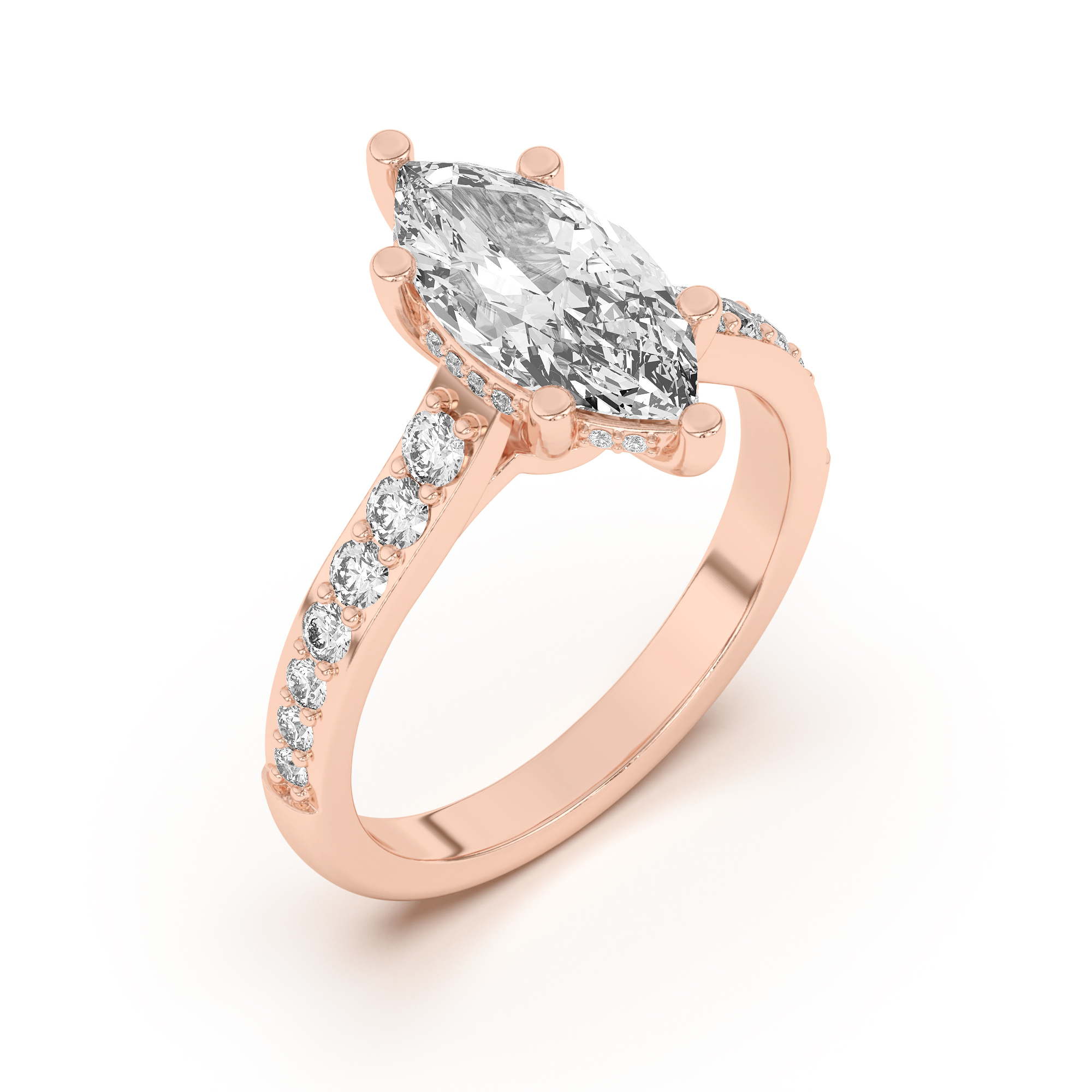 Rita Graduated Pavé Engagement Ring With Hidden Halo