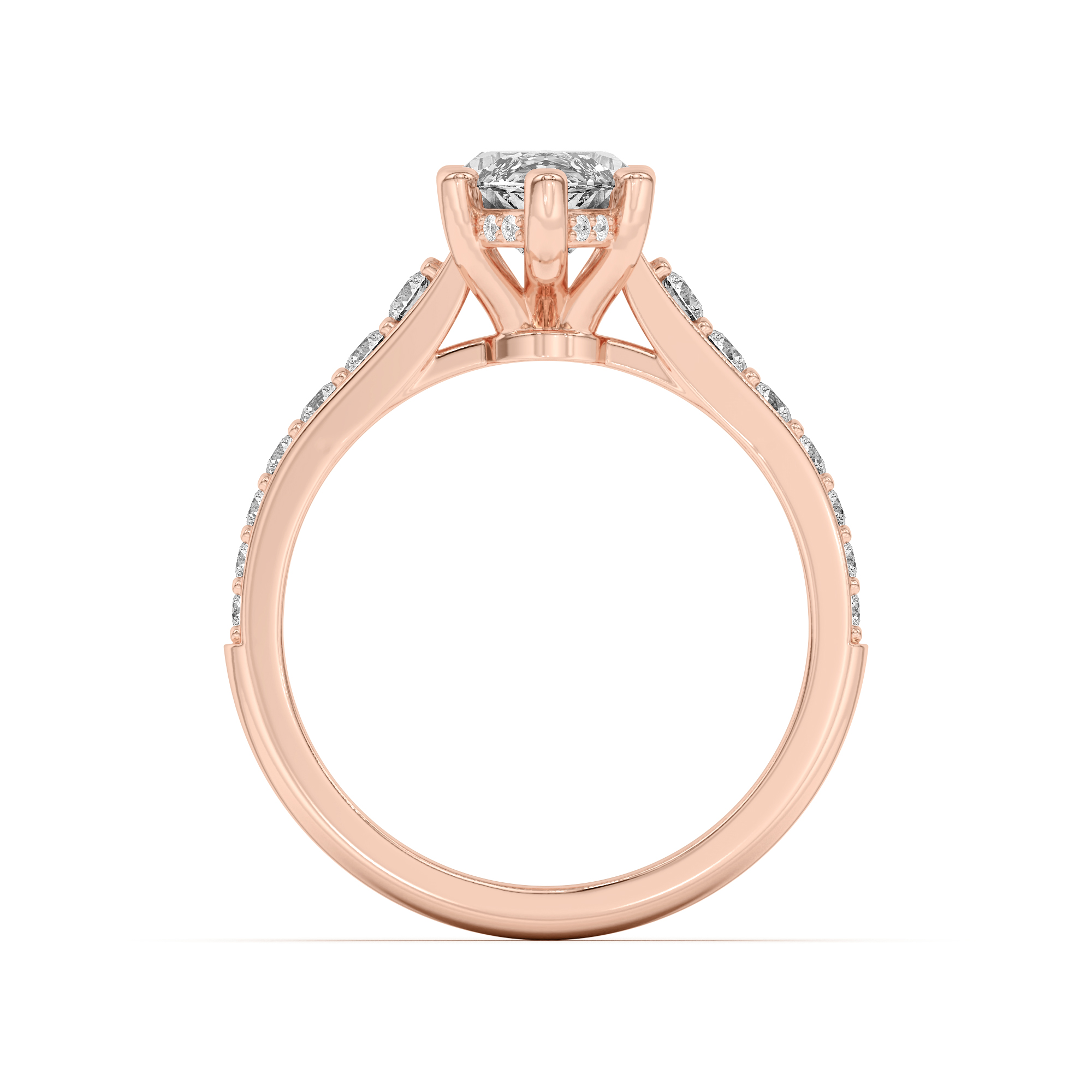 Rita Graduated Pavé Engagement Ring With Hidden Halo