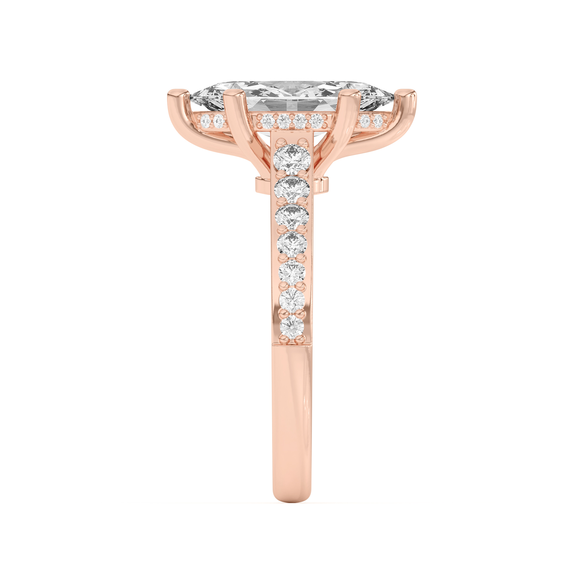 Rita Graduated Pavé Engagement Ring With Hidden Halo
