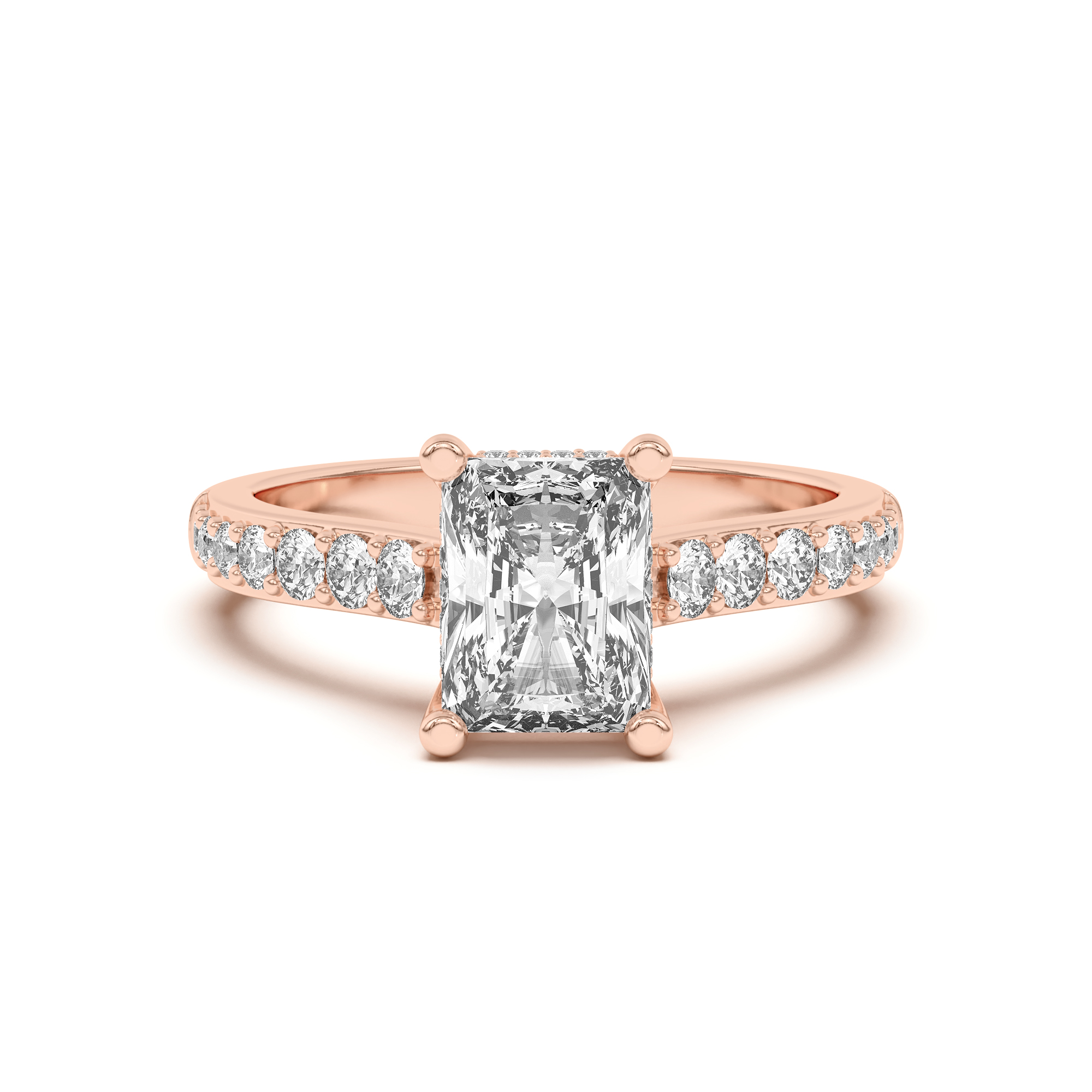 Rita Graduated Pavé Engagement Ring With Hidden Halo