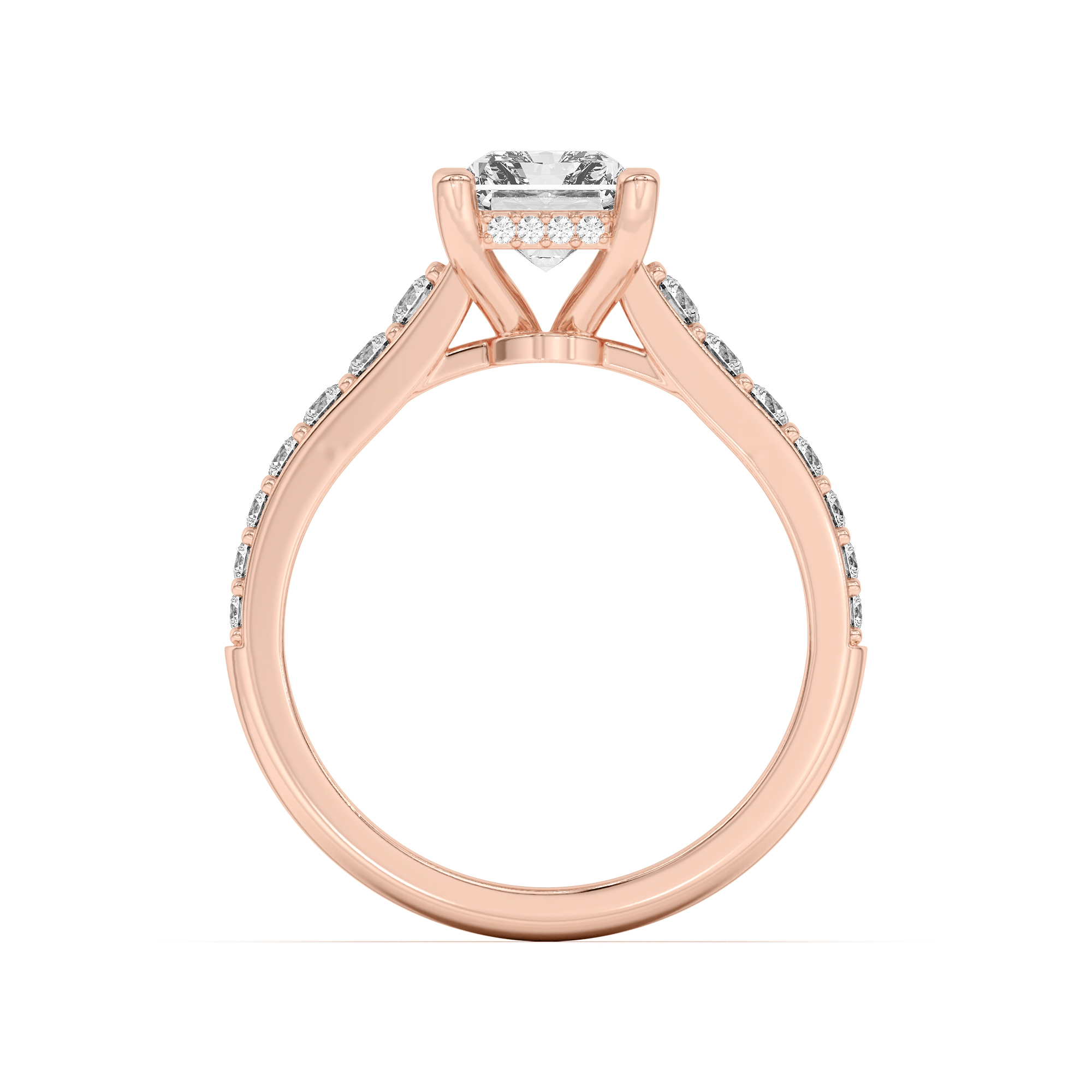 Rita Graduated Pavé Engagement Ring With Hidden Halo