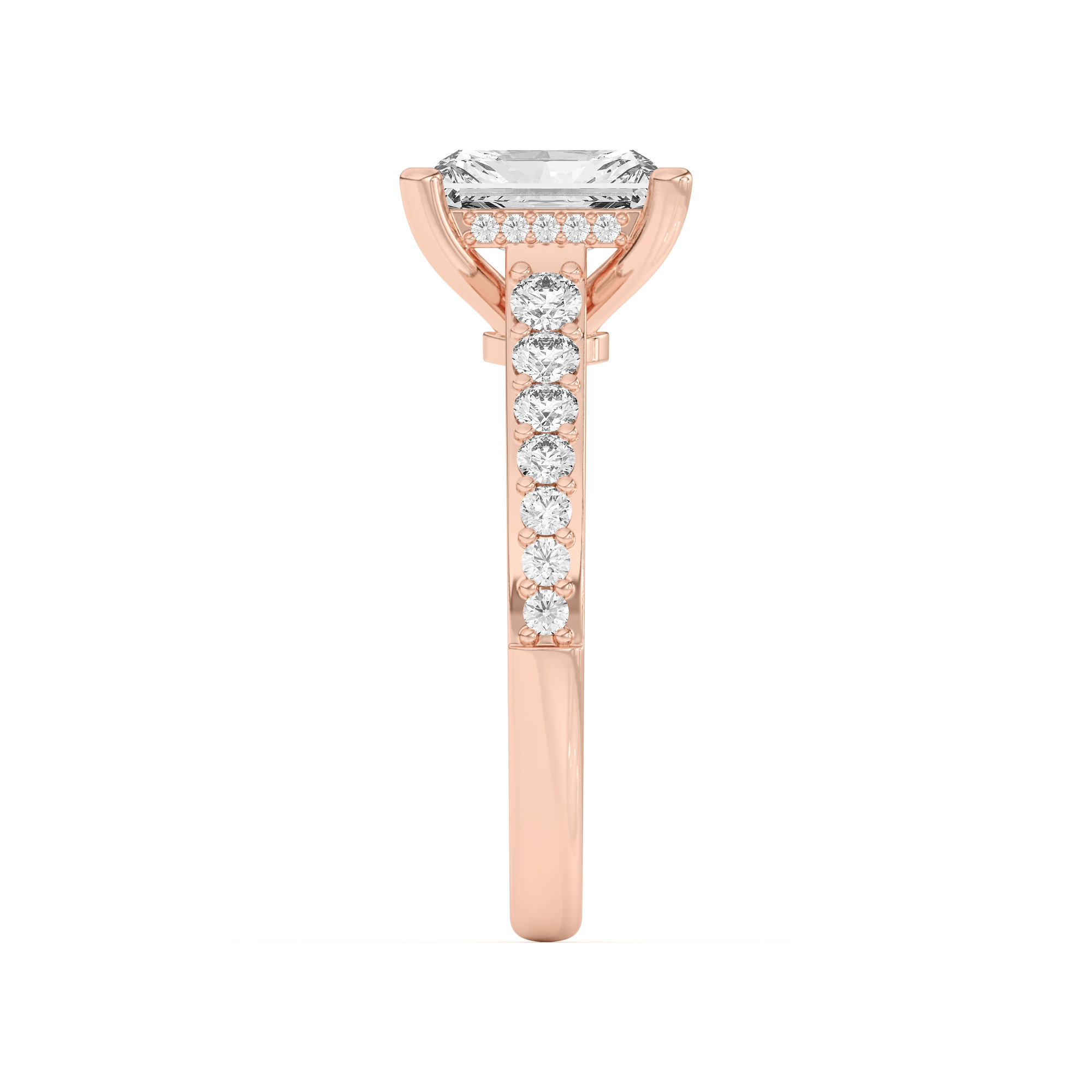 Rita Graduated Pavé Engagement Ring With Hidden Halo
