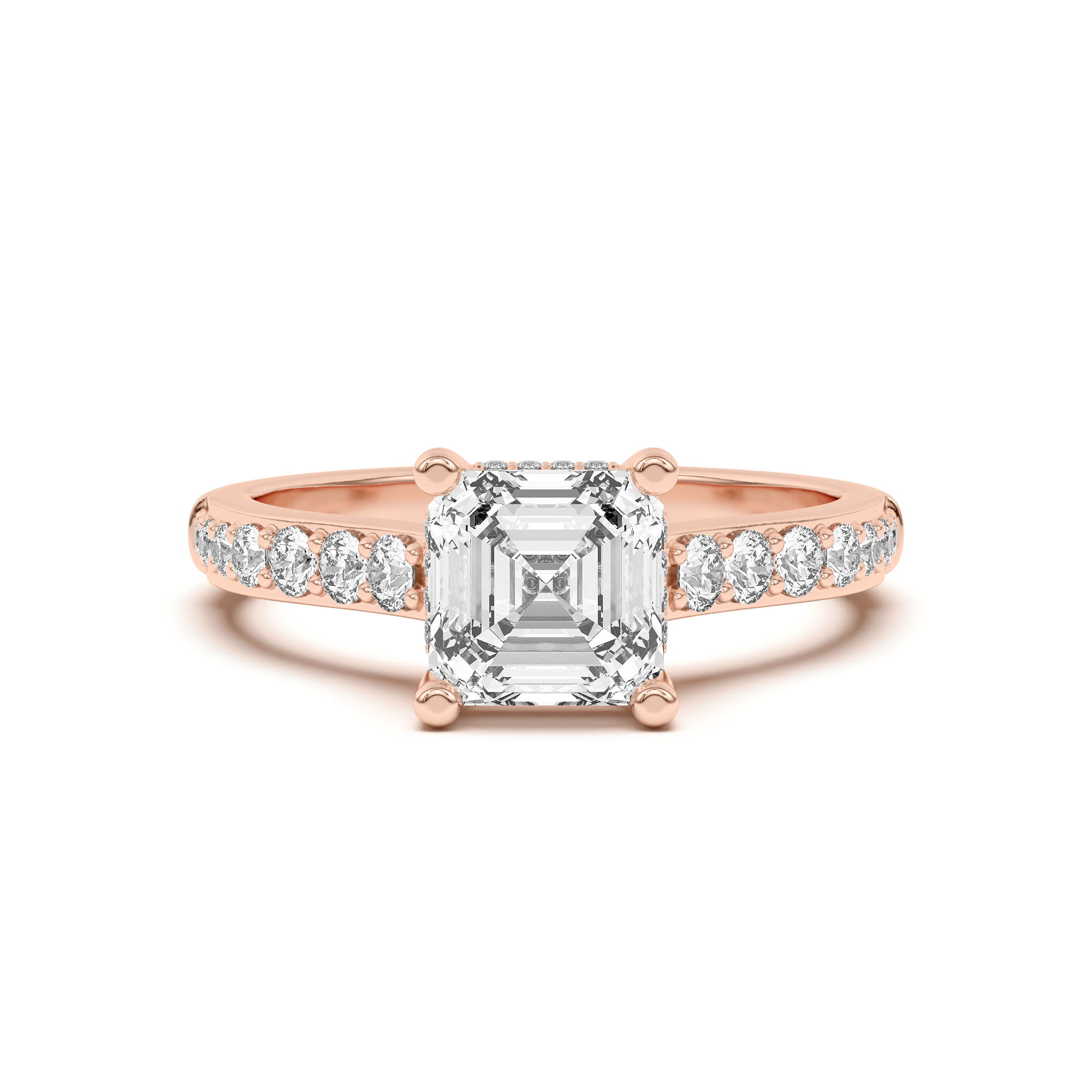Rita Graduated Pavé Engagement Ring With Hidden Halo