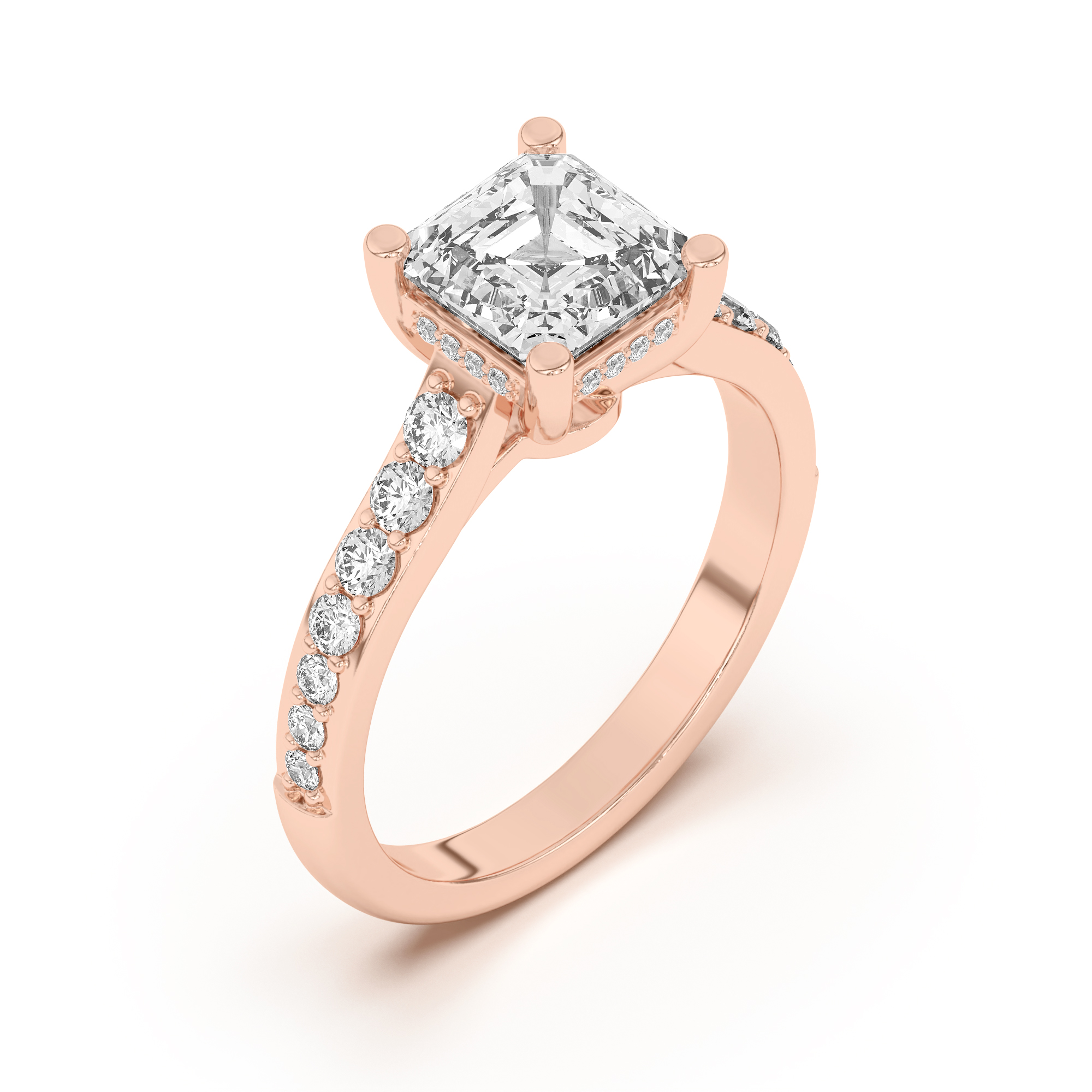 Rita Graduated Pavé Engagement Ring With Hidden Halo