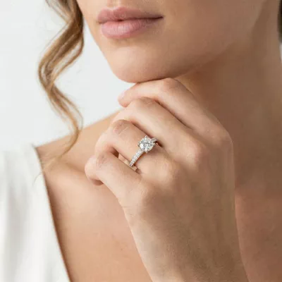 Rita Graduated Pavé Engagement Ring With Hidden Halo