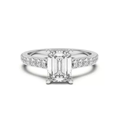 Rita Graduated Pavé Engagement Ring With Hidden Halo