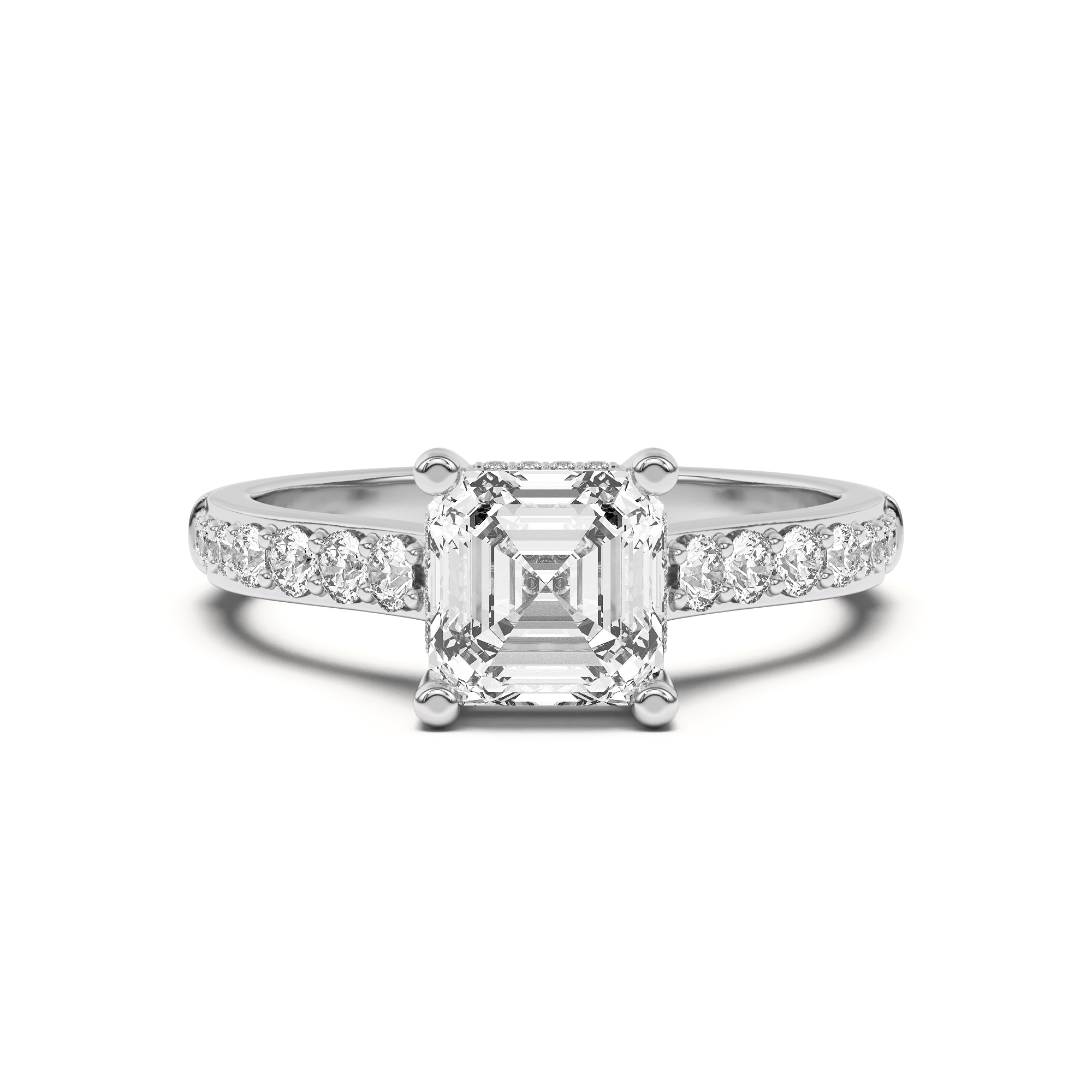 Rita Graduated Pavé Engagement Ring With Hidden Halo