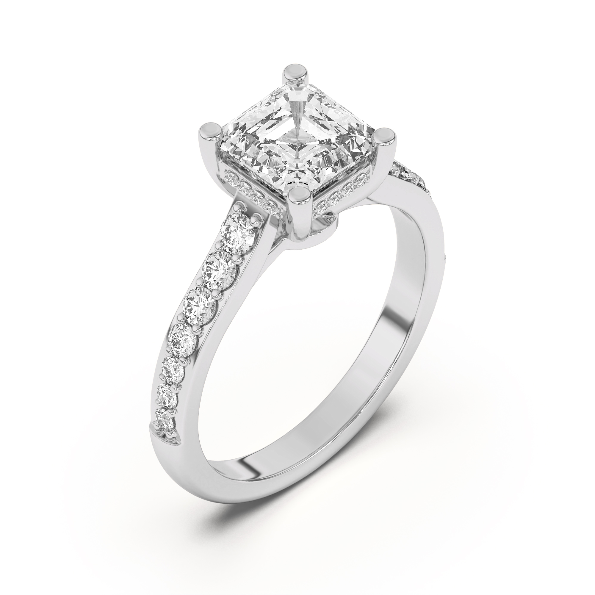 Rita Graduated Pavé Engagement Ring With Hidden Halo