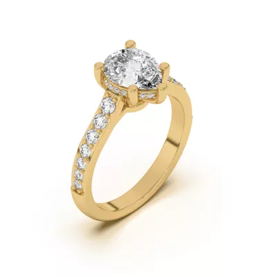 Rita Graduated Pavé Engagement Ring With Hidden Halo