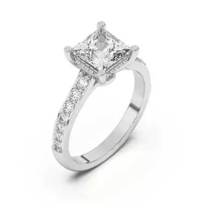 Rita Graduated Pavé Engagement Ring With Hidden Halo