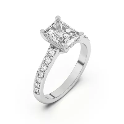Rita Graduated Pavé Engagement Ring With Hidden Halo