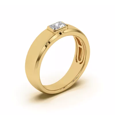 Raised Bezel Emerald-Cut Band
