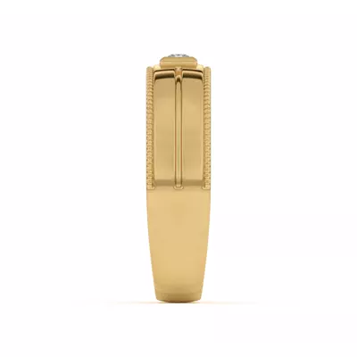 Raised Bezel Princess-Cut Grooved Milgrain Band