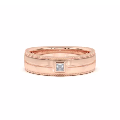 Raised Bezel Princess-Cut Grooved Milgrain Band