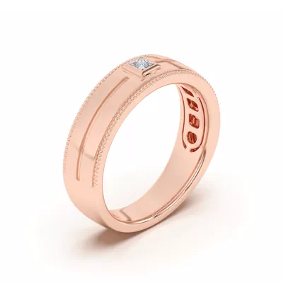 Raised Bezel Princess-Cut Grooved Milgrain Band
