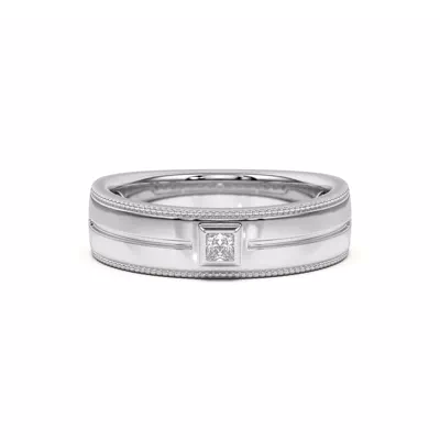 Raised Bezel Princess-Cut Grooved Milgrain Band