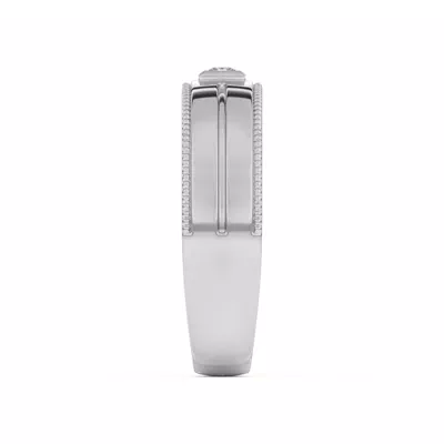 Raised Bezel Princess-Cut Grooved Milgrain Band