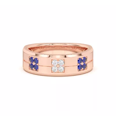 Quad Sapphire and Diamond Groove Band