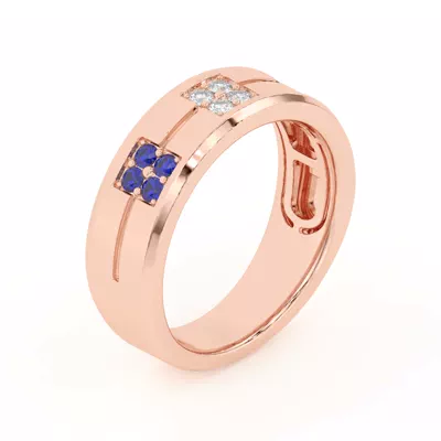 Quad Sapphire and Diamond Groove Band