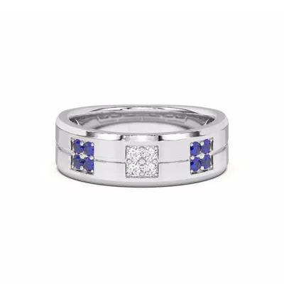 Quad Sapphire and Diamond Groove Band