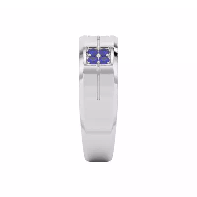 Quad Sapphire and Diamond Groove Band