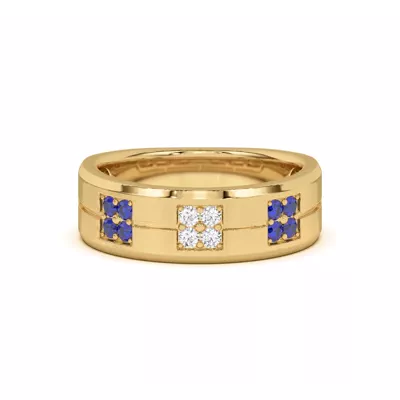 Quad Sapphire and Diamond Groove Band