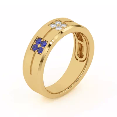 Quad Sapphire and Diamond Groove Band