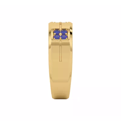 Quad Sapphire and Diamond Groove Band