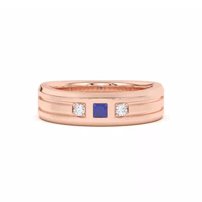 Diamond And Sapphire Grooved Band