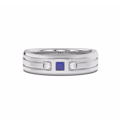 Diamond And Sapphire Grooved Band