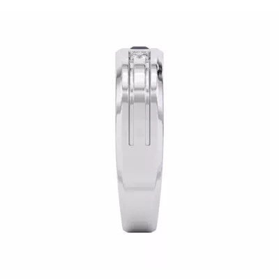Diamond And Sapphire Grooved Band